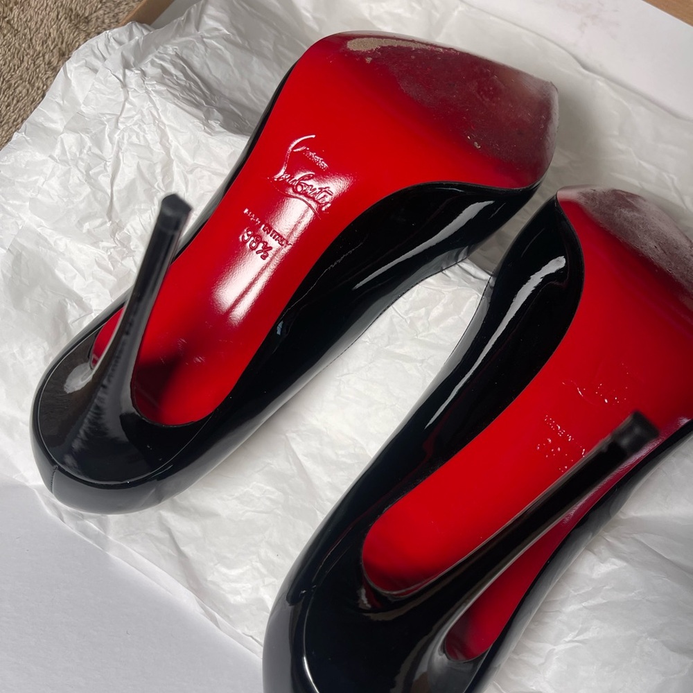 Christian Louboutin ‘Hot Chick’ 100mm Black Patent Leather Pumps US 9.5 EU 38.5 - Picture 10 of 12